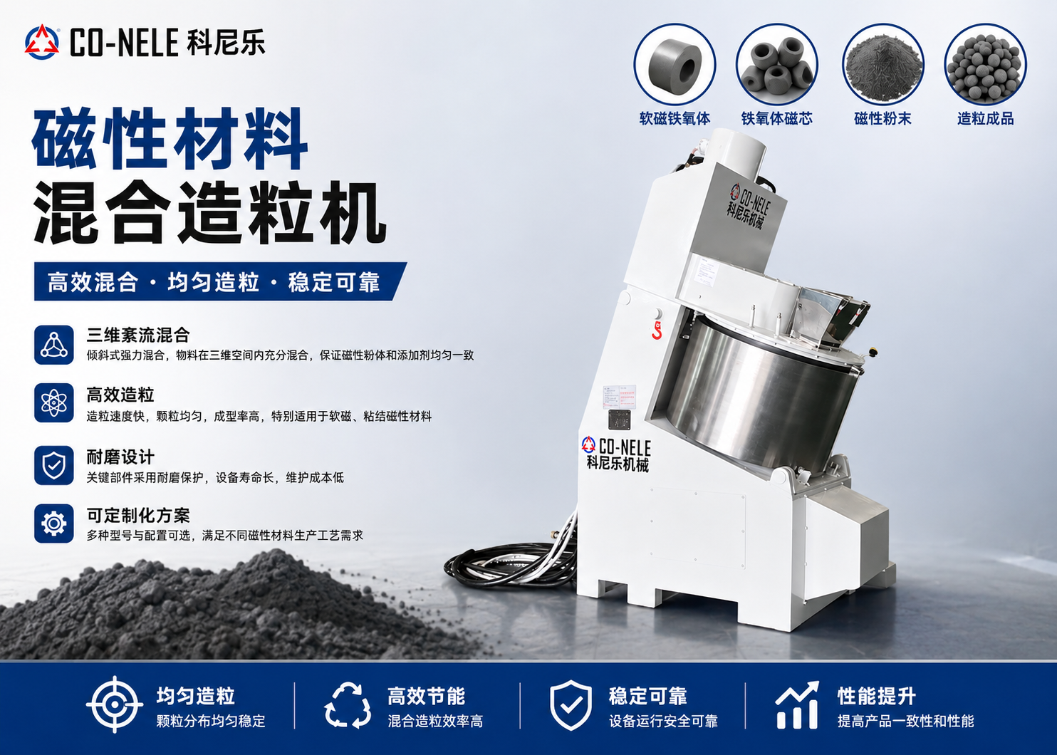 磁性材料混合造粒機